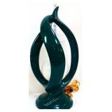 Postmodern dark green 23in sculpted lamp see pics
