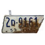1953 state shape TN license plate