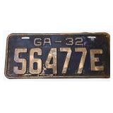 1932 Georgia license plate