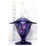 Fenton amethyst floral basket w/ clear handle