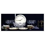 MIxed estate lot, inc clock & glassware