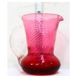 Vntg cranberry Pilgrim spiral optic 5in pitcher