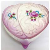 Fenton heart shape milk glass footed trinket dish
