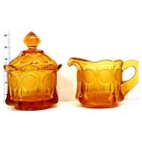Fostoria amber coin glass cream/sugar set