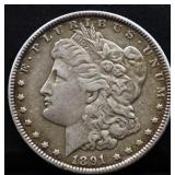 1891 Morgan silver dollar