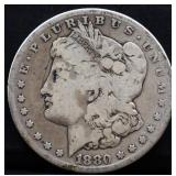 1880S Morgan silver dollar