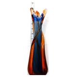 13in Murano blue/amber swung vase
