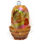 Fenton autumn gold iridescent fairy lamp