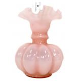 Fenton 8in rose overlay cased melon vase