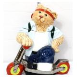 Vntg Clay Art Scooter Cat cookie jar see pics
