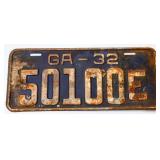 1932 Georgia license plate