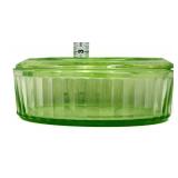 Green depression oval trinket box
