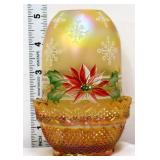 Fenton golden glow pointsettia fairy lamp