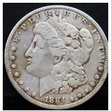 1884 Morgan silver dollar