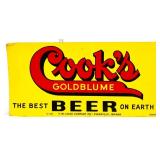 Vntg metal dbl side 28x14 Cooks Beer adv sign