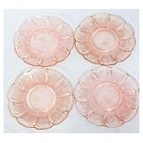 4 vntg pink depression cherry blossom 5.5in plates