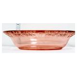 Vntg pink depression cabbage rose 9.5in bowl