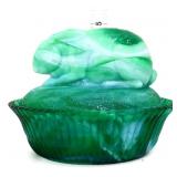 Green/white slag bunny on nest