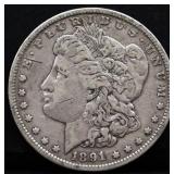 1891 Morgan silver dollar