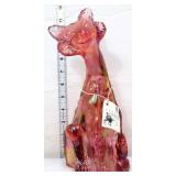 Fenton 12in pink iridescent alley cat figure