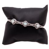 FIRE OPAL BANGLE BRACELET, LAB CREATED