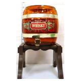 Vintage amber whisky barrel dispenser