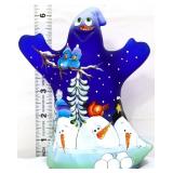Fenton cobalt satin 6in snowmen ghost figure