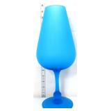 Vntg aqua blue satin 16in goblet