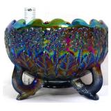 Fenton carnival orange tree footed bowl