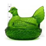 Vintage LE Smith olive green hen on nest