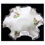 Fenton 6in silvercrest bowl w/ violets
