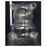 Vntg clear glass teddy bear cookie jar