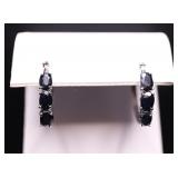 2CT GENUINE ONYX HOOP EARRINGS
