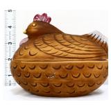 Stoneware hen covered dish see photos