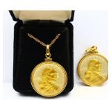 2 2000 Sacagawea dollar coins w/ 1 necklace chain