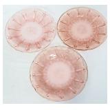 3 vntg pink depression cherry blossom 9in plates