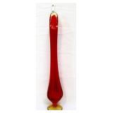 MCM 18in amberina flame ribbed swung vase