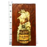 Vntg Ceresota Flour match safe on wood board