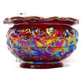 Fenton red carnival waterlily bowl