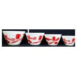 4 pc Fire King Kitchen Aids mixing bowl set