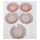 5 vntg pink depression cherry blossom 7in plates