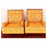 Pair MCM orange fabric armchairs see photos