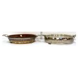 Lot of 2 silver plate frame serving dishes
