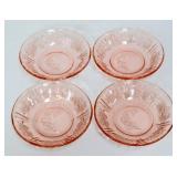 4 vntg pink depression cabbage rose 5in bowls