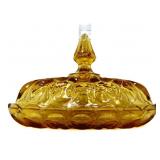Vntg amber fairfield butter dish