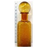 Vntg Empoli amber decanter w/ ball stopper
