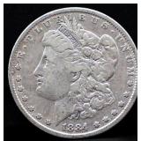 1884 Morgan silver dollar
