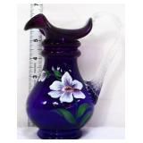 Fenton 6in Royal Purple Visions signed pitcher