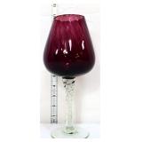 11in plum/clear glass brandy snifter