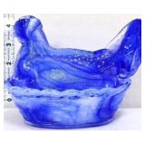 Cobalt/white marble hen on nest